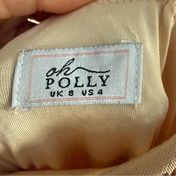 OH POLLY In the Spotlight" Ruched Mesh Embellished Mini Dress in Gold - Picture 3 of 5